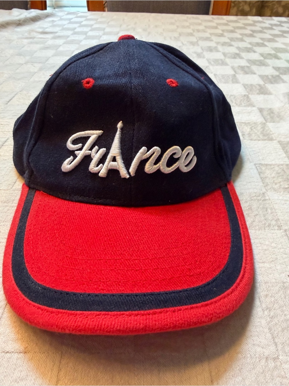 Unisex France Embroidered Baseball Cap - Navy and Red